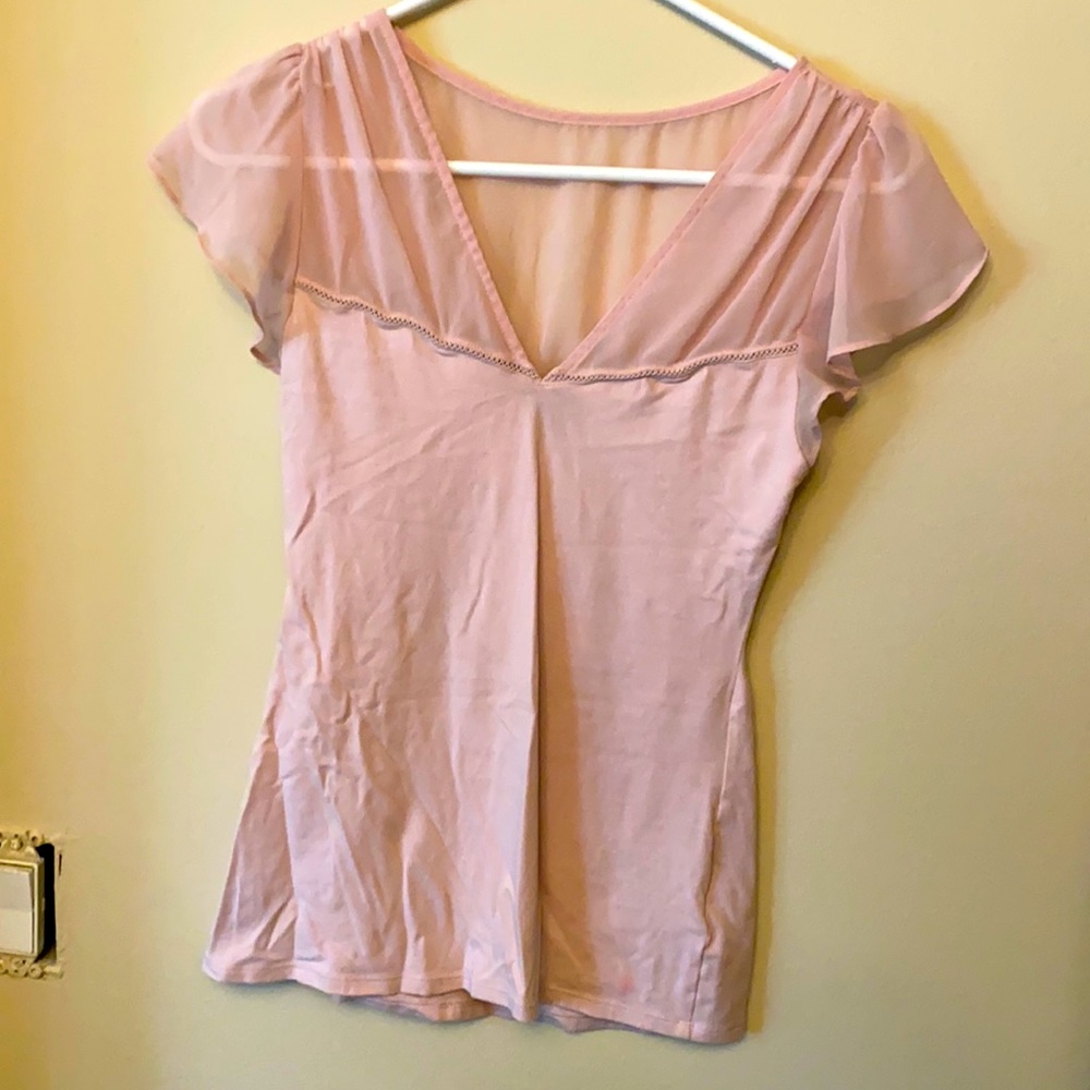 Express pink ruffle sleeve blouse
